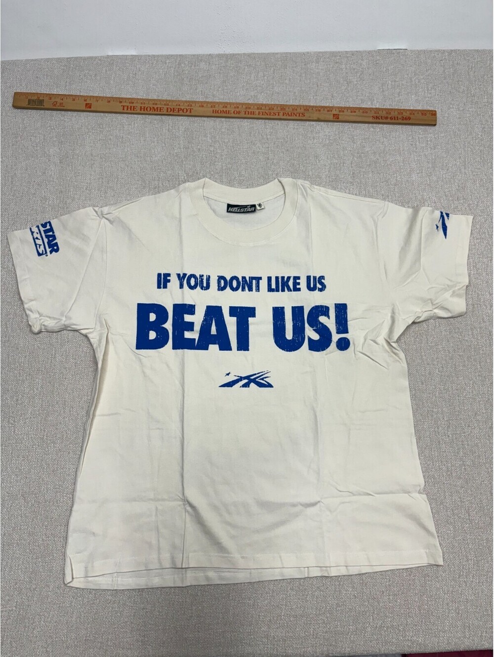Hellstar Men's Off-White "If You Don't Like Us Beat Us!" Graphic Shirt